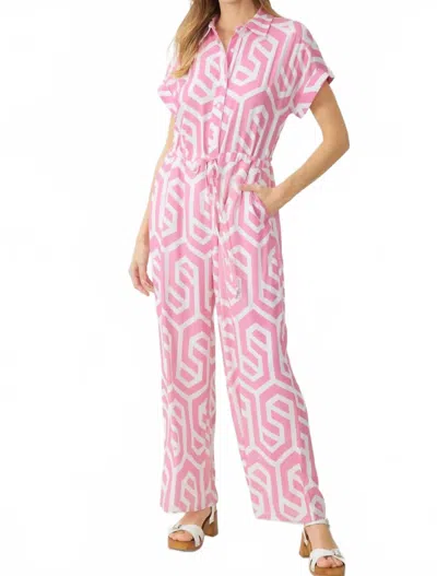 Entro Basic Geometry Jumpsuit In Pink In Multi
