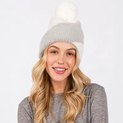 Fashnzfab Fuzzy Detailed Fleece Pom Pom Beanie Hat In Multi