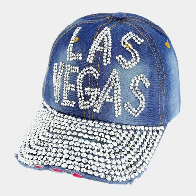 Fashnzfab Studded Las Vegas Message Denim Baseball Cap In Multi
