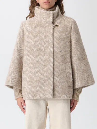 Fay Tailored Cape With Stand-up Collar And Hidden Closure In Neutral