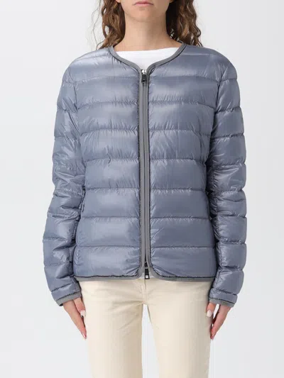 Fay Light Feather Jacket With Grooved Edges And Chain In Blue