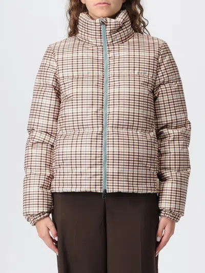 Woolrich Checked Zip-up Jacket In Brown