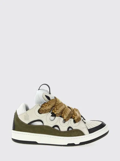 Lanvin Curb Sneakers In Grey Suede And Leather In Multi