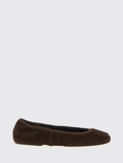 Tory Burch Brown Suede Minnie Ballerinas In Brown