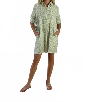 Tarun Fab & Tex Amelia Mini Dress In Greek Key Sage In Multi