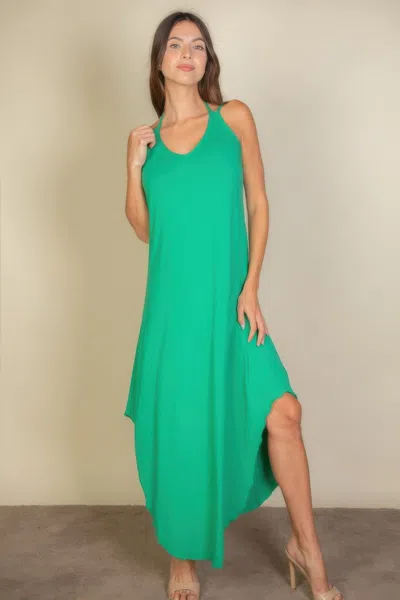 Truedames Solid Cami Double Strap Loose Fit Dress In Green