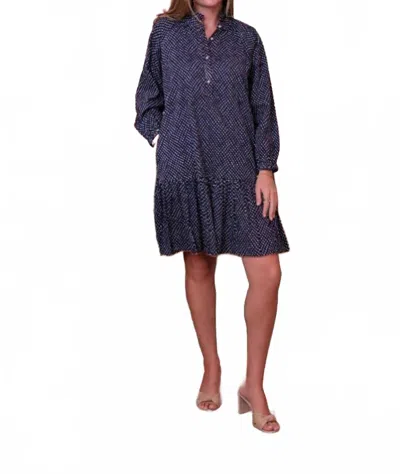 Just Darviny Megan Button Front Mini Dress In Hopscotch Navy In Multi