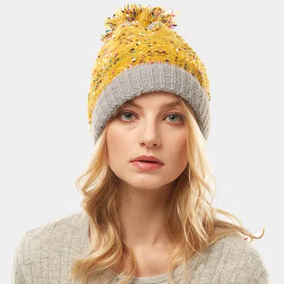 Fashnzfab Multi Color Sprinkles Pom Pom Beanie Hat In Yellow