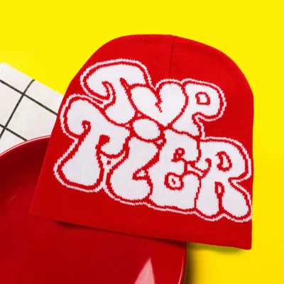 Fashnzfab Top Tier Message Beanie Hat In Multi