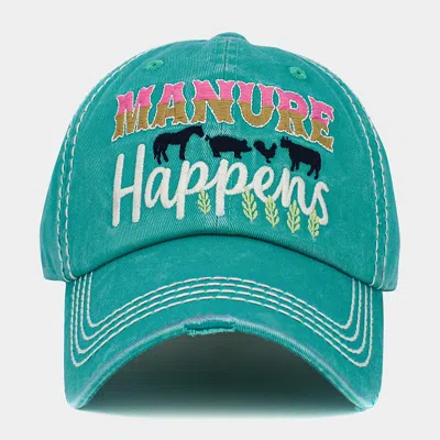 Fashnzfab Manure Happens Message Animals Pointed Vintage Baseball Cap In Blue