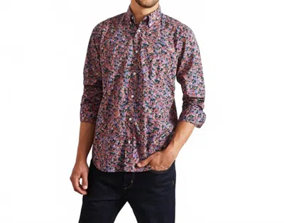 Eden Park Poplin Polo Shirt With A Floral Detail In Multi In Multi