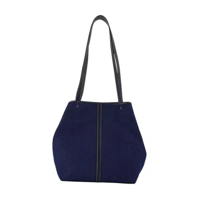 Vanessa Bruno Small Daily Double-handle Cotton Shoulder Bag In Blue