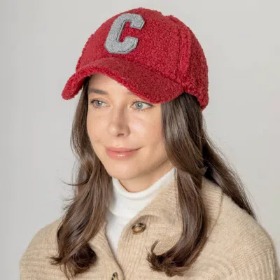 Fashnzfab Letter C Initial Monogram Sherpa Baseball Cap In White