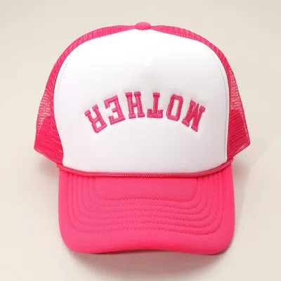 Fashnzfab Upside Down Mother Embroidered Mesh Back Trucker Hat In Pink