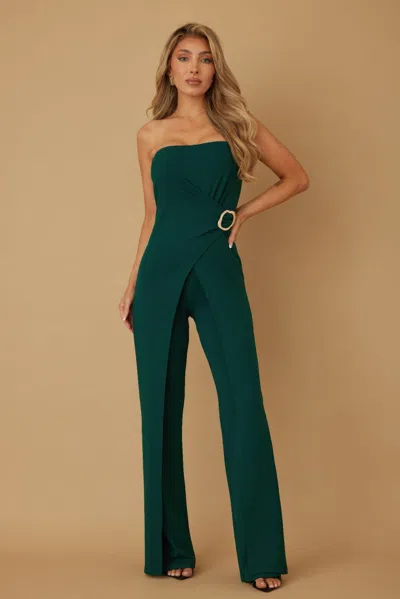 Truedames Side To Side Open Flap Jumpsuit In Green
