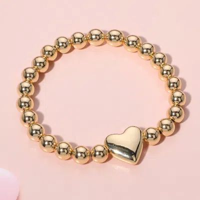 Fashnzfab Metal Heart Pointed Ball Stretch Bracelet In Gold