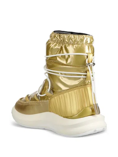 Ea7 Metallic Puffer Ankle Boots In Gold