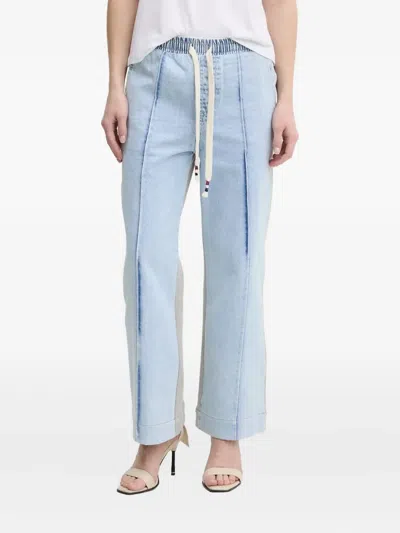 牛仔拼接运动裤