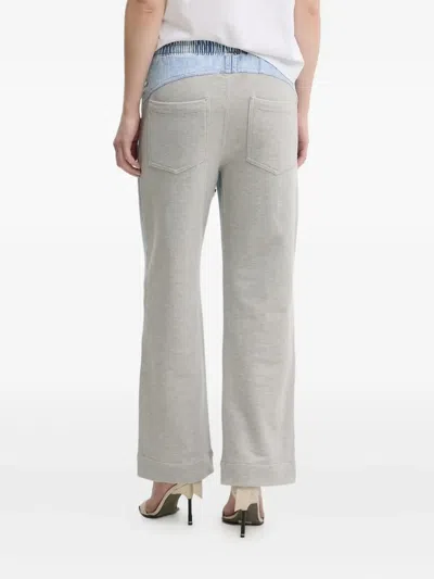 牛仔拼接运动裤