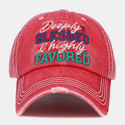 Fashnzfab Deeply Blessed And Highly Favored Message Vintage Baseball Cap In Pink