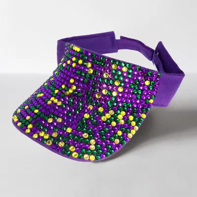 Fashnzfab Bling Studded Mardi Gras Visor Hat In Multi