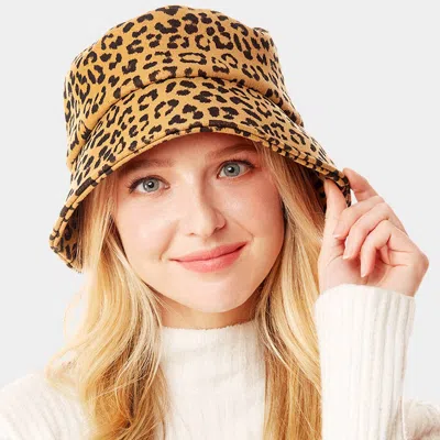 Fashnzfab Leopard Patterned Bucket Hat In Brown