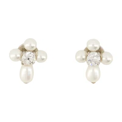 Simone Rocha Floral-inspired Pearl And Crystal Earrings In Metallic