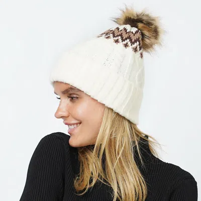 Fashnzfab Ethnic Knit Beanie With Pom Pom In Multi