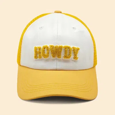 Fashnzfab Howdy Message Mesh Back Baseball Cap In Yellow