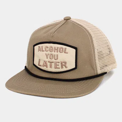 Fashnzfab Alcohol You Later Message Patch Mesh Back Trucker Hat In Green
