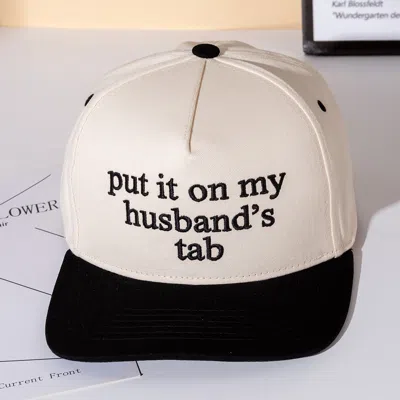Fashnzfab Put It On My Husbands Tab Message Embroidered Five Panel Canvas Snapback Baseball Cap In Black