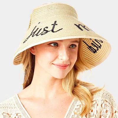 Fashnzfab Just Married Message Roll Up Foldable Visor Sun Hat In Sand