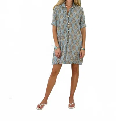 Tarun Fab & Tex Amelia Mini Dress In Bahama Blue In Multi