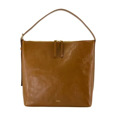 Apc A.p.c. Zip Shoulder Bag With Top Handle In Nude