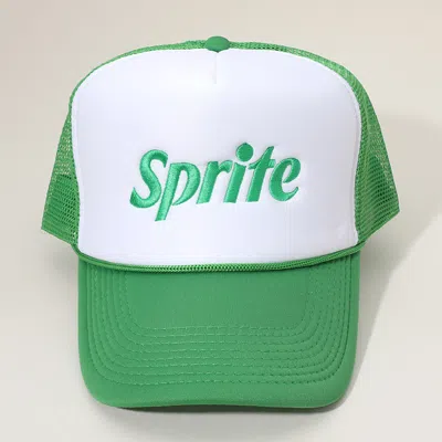 Fashnzfab Sprite Message Embroidered Mesh Back Trucker Cap In Green