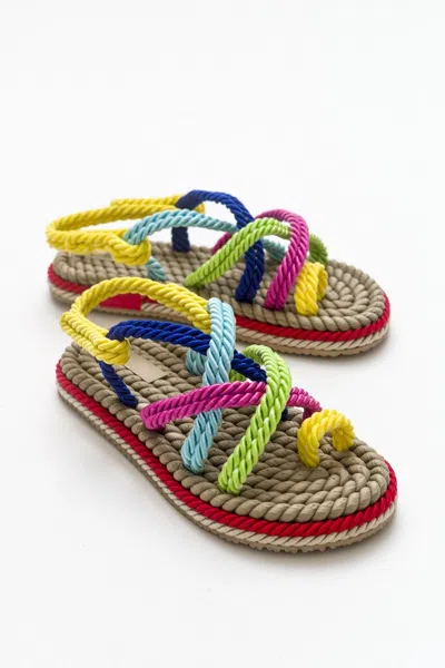 Prologue Shoes Poma Flat Sandal In Multi