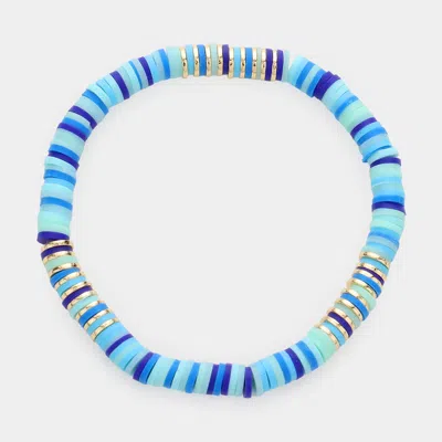 Fashnzfab Heishi Beaded Stretch Bracelet Blue In Blue