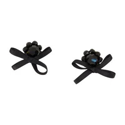 Simone Rocha Petite Daisy Earrings - Crystal - Black In Black