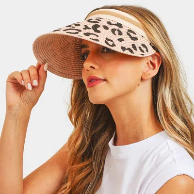 Fashnzfab Leopard Patterned Visor Hat In Pink