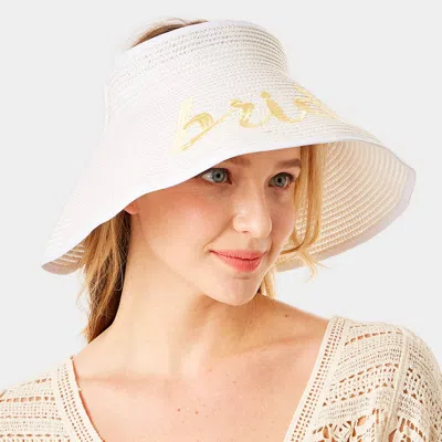 Fashnzfab Bride Message Roll Up Foldable Visor Sun Hat In White