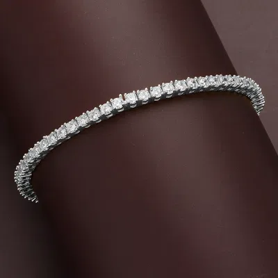 Fashnzfab Cz Stone Cushion Tennis Bracelet Clear, Silver In Multi