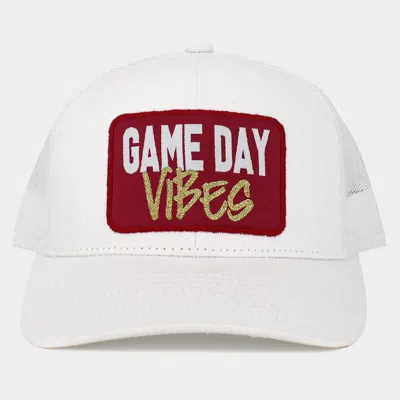 Fashnzfab Game Day Vibes Message Mesh Back Baseball Cap In White