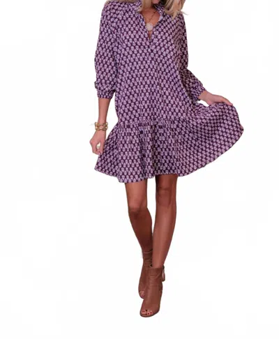 Just Darviny Megan Button Front Mini Dress In Deep Plum In Purple