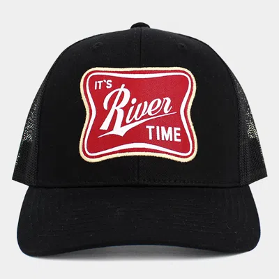 Fashnzfab The River Time Patch Pointed Mesh Back Hat In Black