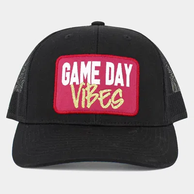 Fashnzfab Game Day Vibes Message Mesh Back Baseball Cap In Black