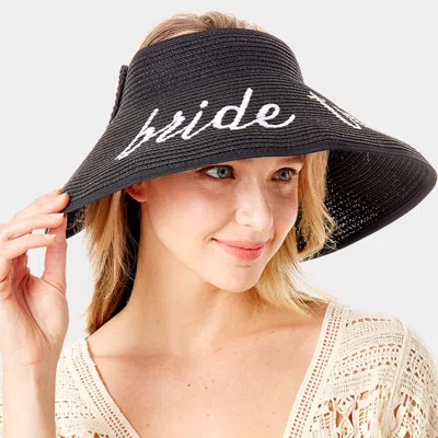 Fashnzfab Bride Tribe Message Roll Up Foldable Visor Sun Hat In Black