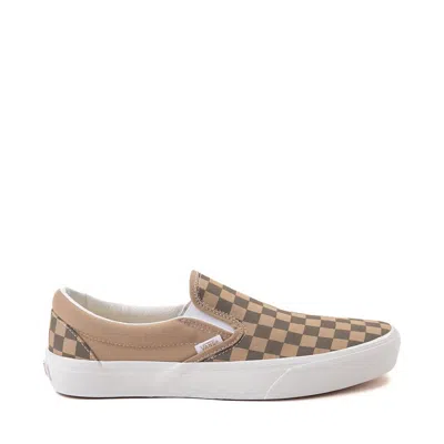 Vans Unisex Classic Slip-on Sneaker In Canvas Block Brown In Gold