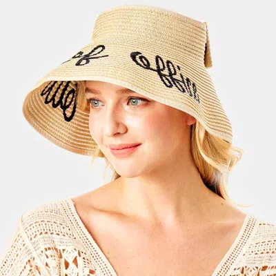 Fashnzfab Out Of Office Message Roll Up Foldable Visor Sun Hat In Sand