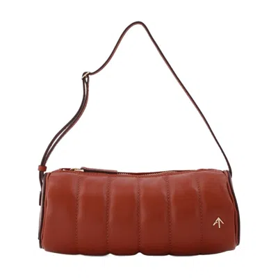 Manu Atelier Padded Cylinder Bag In Red Leather In Red