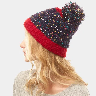 Fashnzfab Multi Color Sprinkles Pom Pom Beanie Hat In Blue
